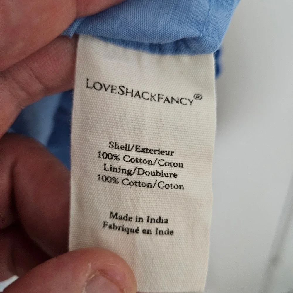 LoveShackFancy Light Blue and White Eyelet Lace Mini Dress - Picture 6 of 11